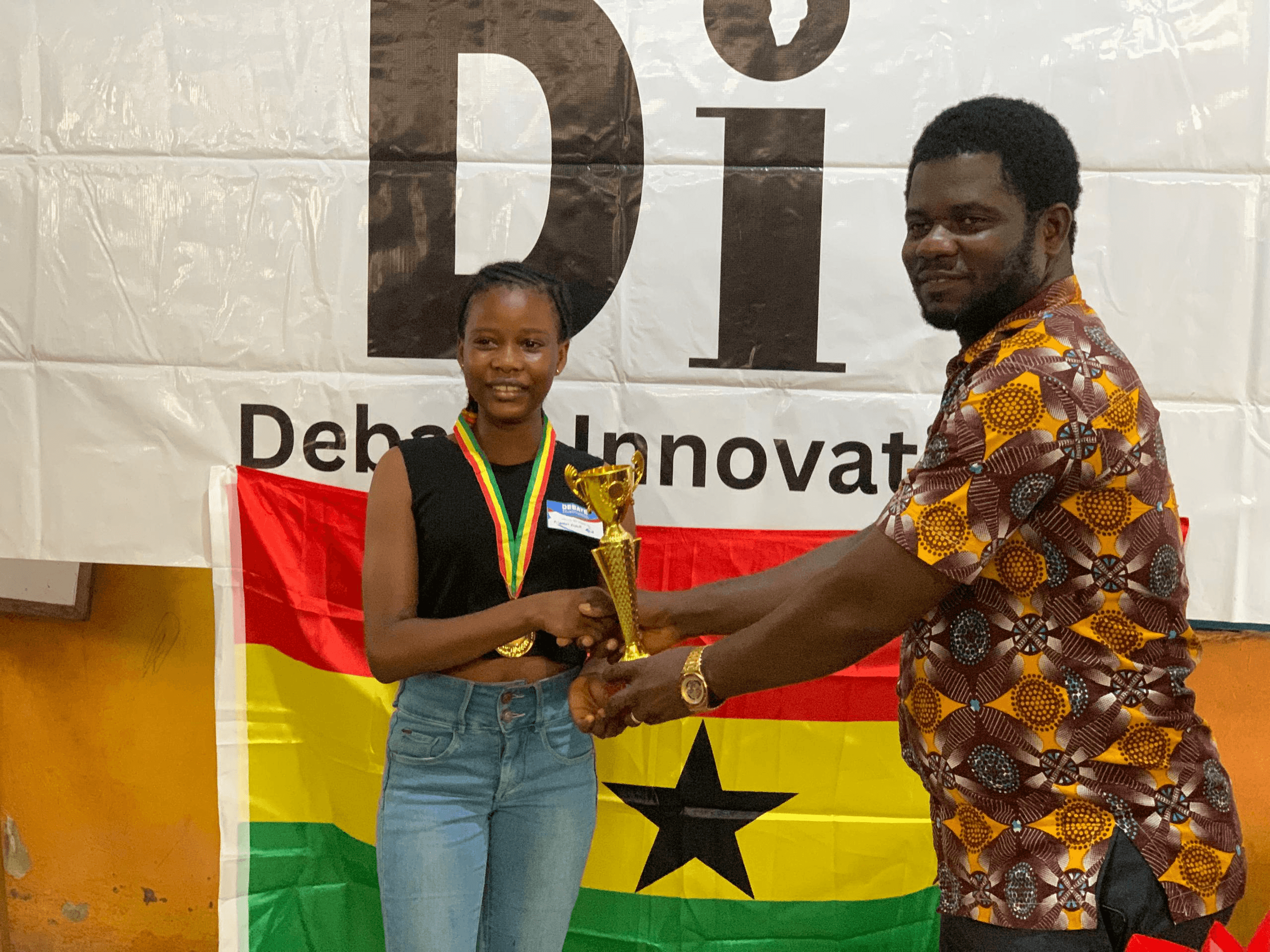 The champion receives her trophy